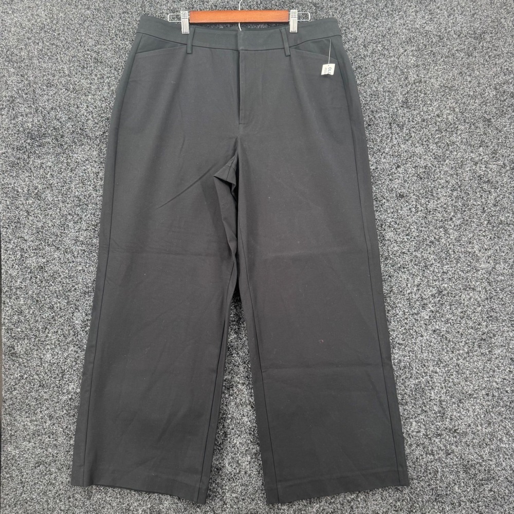 Old Navy Pixie Super Wide Leg Pants Black High Rise Never-Fade Trousers 16